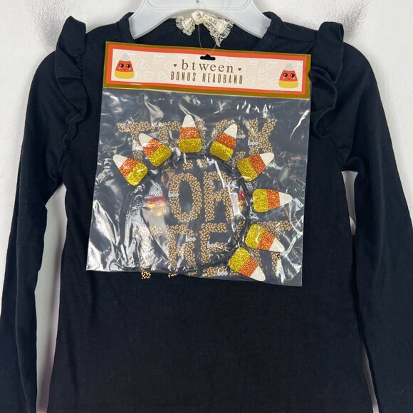 NWT Btween 3 Piece Trick of Treat Halloween Set Top Bottom Headband Size 4 NEW - Picture 2 of 11